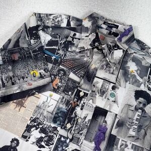 Robert Graham Button Up Shirt Mens L Black History Music Short Sleeve Rare